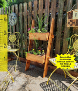 2 - Tier Vertical Cedar Ladder Planter for Patios and Balconies - Your One Stop Shop