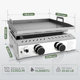 3 Burners Portable Propane Griddle，25 inch Stainless Steel Gas Grill，24,000 BTU Table Top Grill TG0130C - Your One Stop Shop