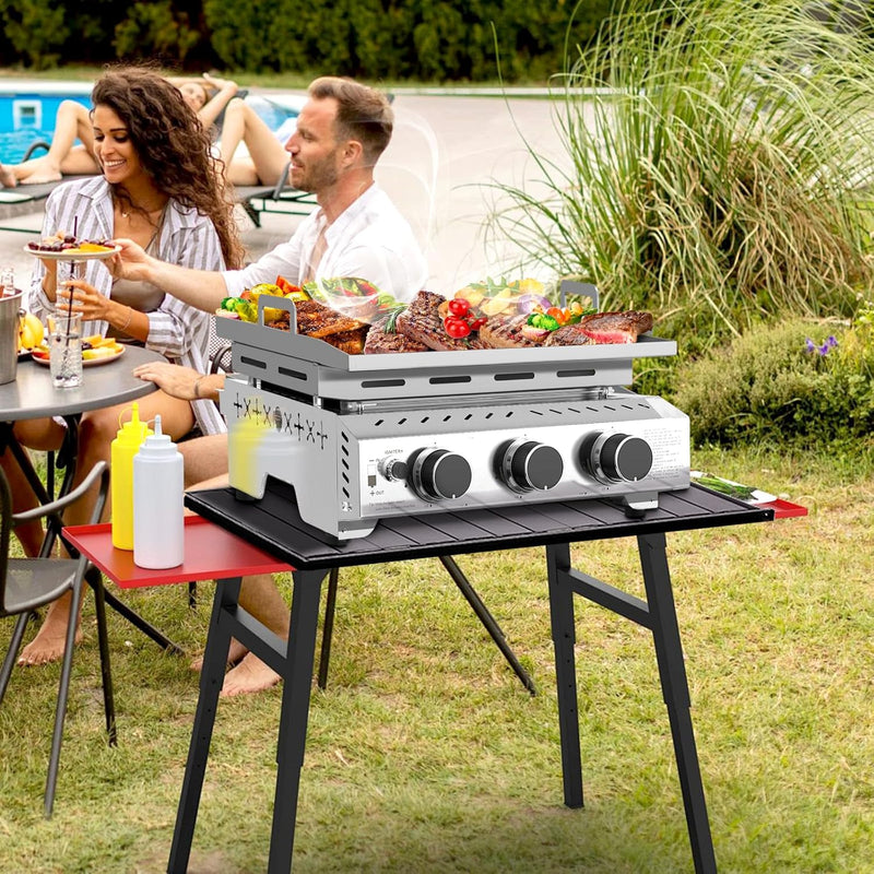 3 Burners Portable Propane Griddle，25 inch Stainless Steel Gas Grill，24,000 BTU Table Top Grill TG0130C - Your One Stop Shop
