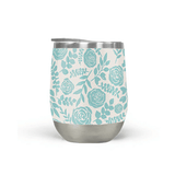 Baby Blue Floral Wine Tumbler - Your One Stop Shop