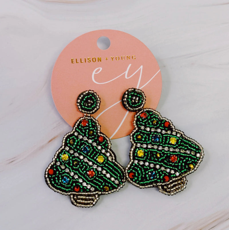Beaded Holiday Tree Earrings - Your One Stop Shop
