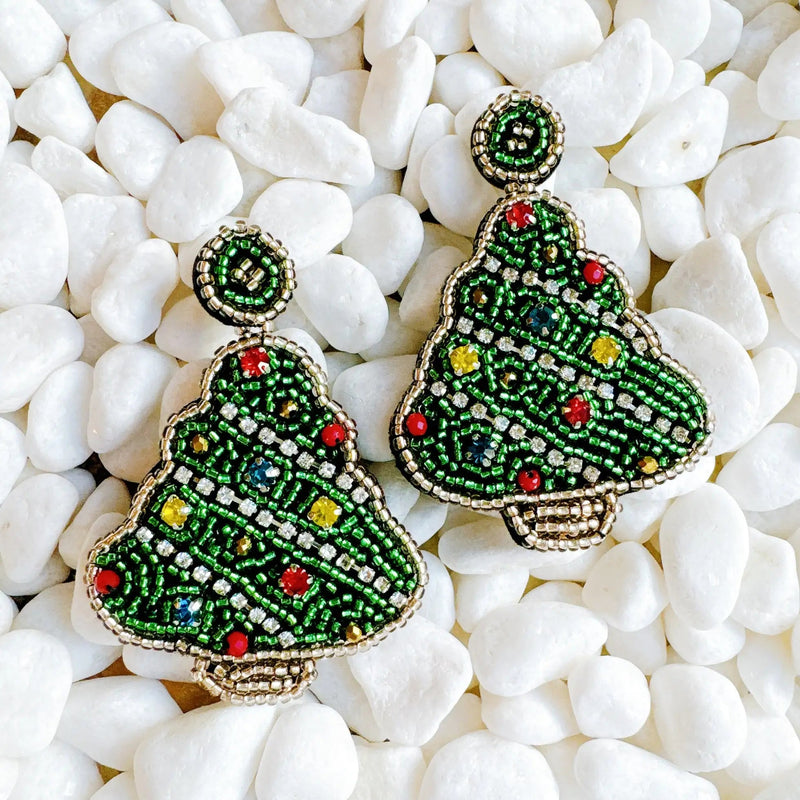 Beaded Holiday Tree Earrings - Your One Stop Shop