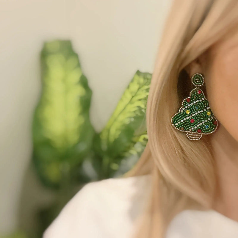 Beaded Holiday Tree Earrings - Your One Stop Shop