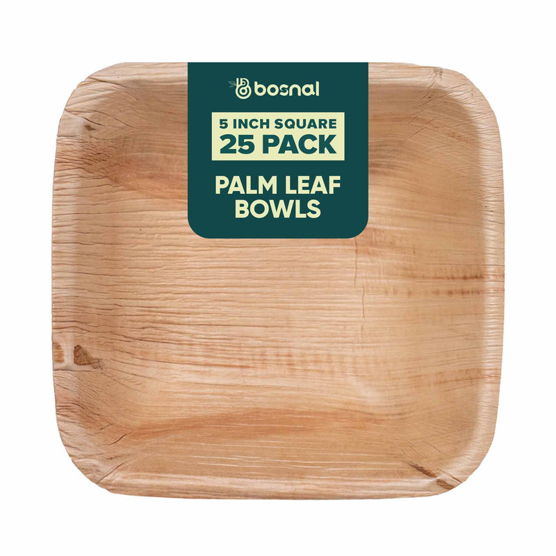 Bosnal - Palm Leaf Biodegradable Bowls, 5 inch, Square - Your One Stop Shop