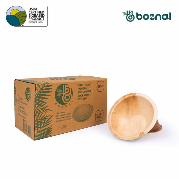 Bosnal - Palm Leaf Bowl, 6 inch, Round , 25 Pcs - Your One Stop Shop