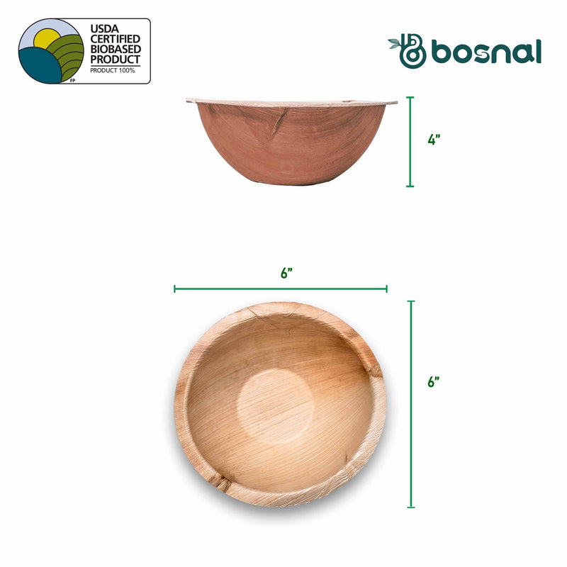Bosnal - Palm Leaf Bowl, 6 inch, Round , 25 Pcs - Your One Stop Shop
