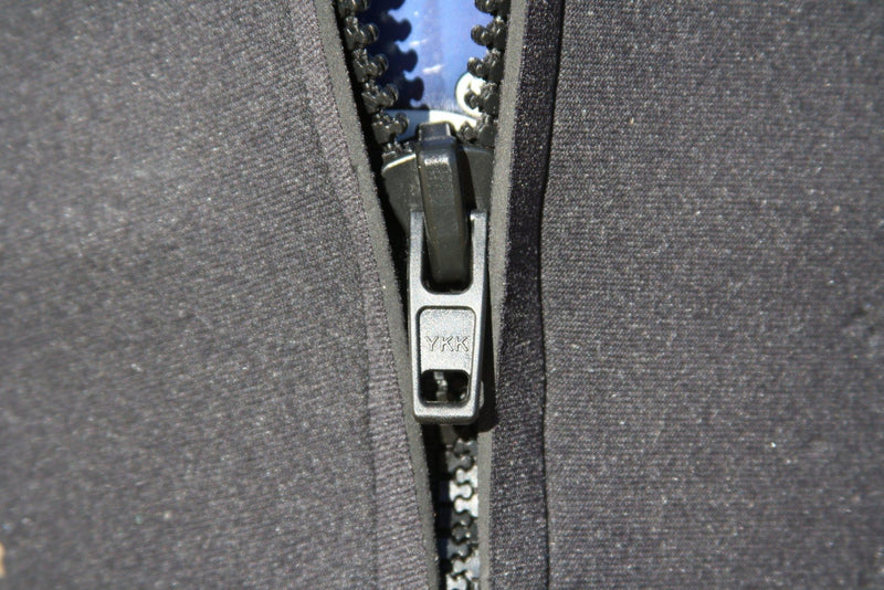 Close-up of HD YKK zipper design on Burt's Tank Top: 10 Pound Propane Tank Insulator and Carrier.