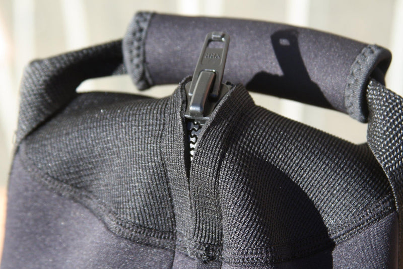 Burt's Tank Top: 20 Pound Propane Tank Insulator and Carrier zipper detail for secure closure and easy access.