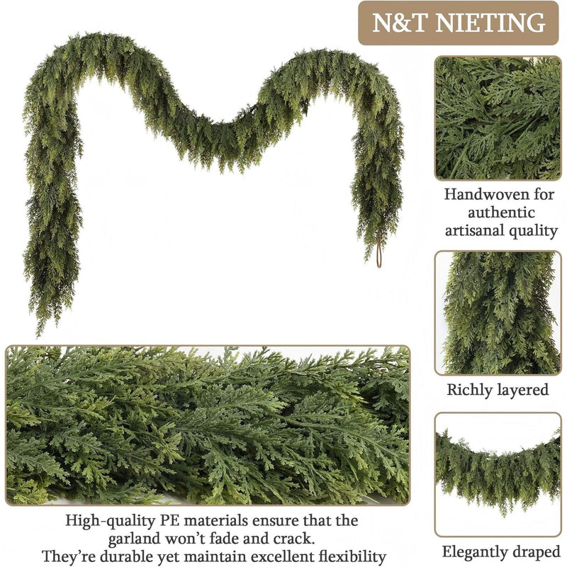 Christmas Pine Needle Garland Soft Rubber Feel Norfolk Pine Cypress Rattan - Your One Stop Shop