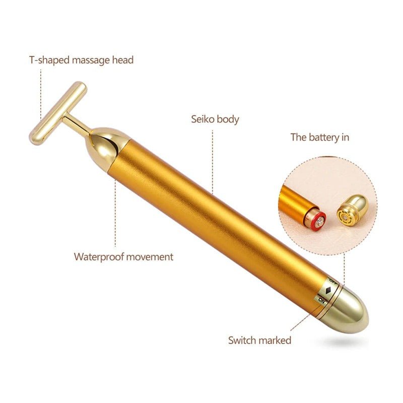 Energy 24K Gold T Beauty Bar Facial Roller Massager - Your One Stop Shop