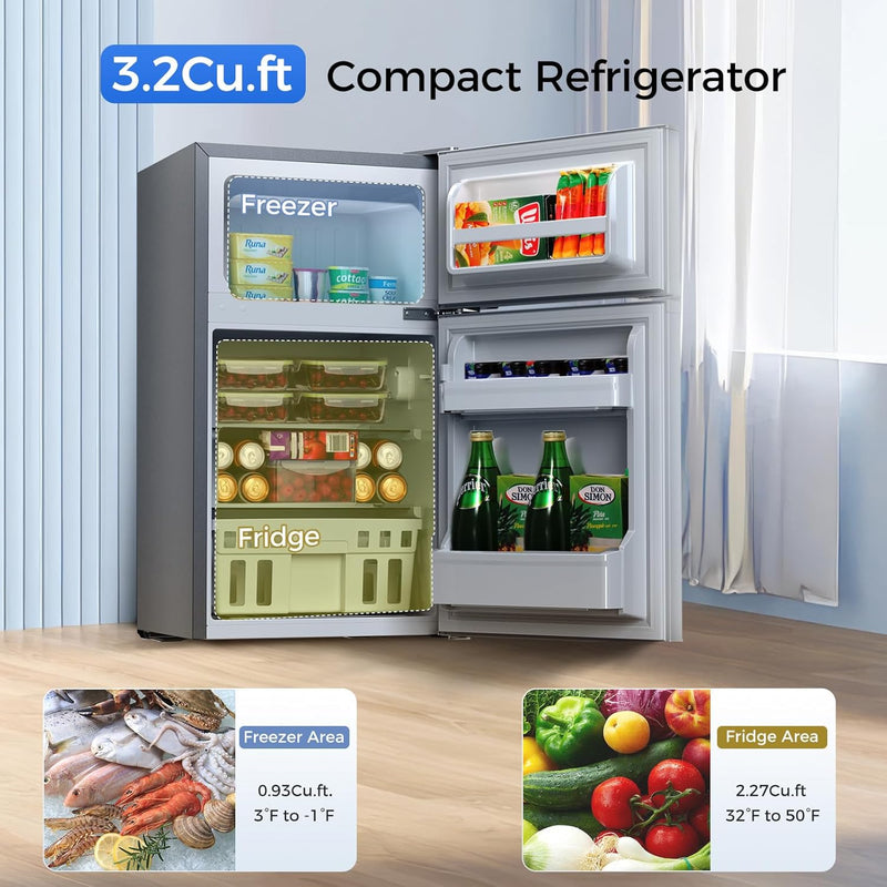 Kismile 3.2 Cu.Ft,Mini Refrigerator with Freezer F5887 - Your One Stop Shop