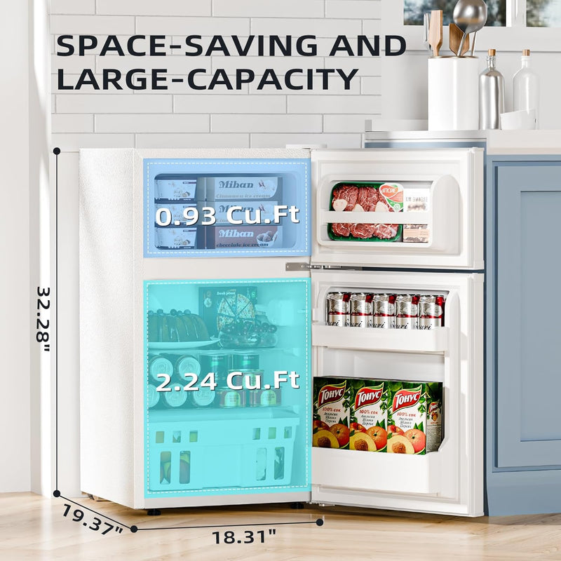 Kismile 3.2 Cu.Ft,Mini Refrigerator with Freezer F5887 - Your One Stop Shop