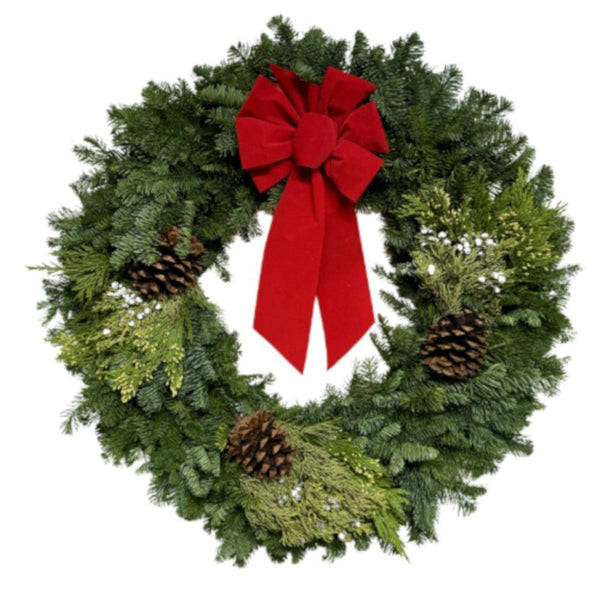 Large Decorated Wreath Mixed Noble Fir 30" - Your One Stop Shop