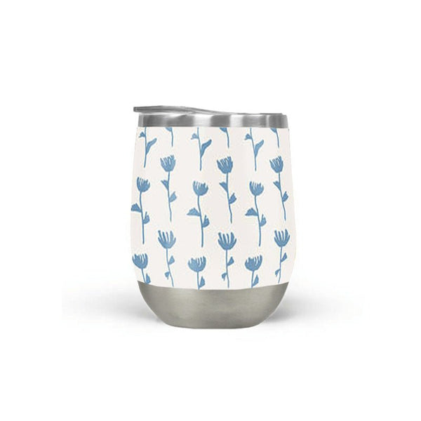 Light Blue Flower Wine Tumbler - Your One Stop Shop