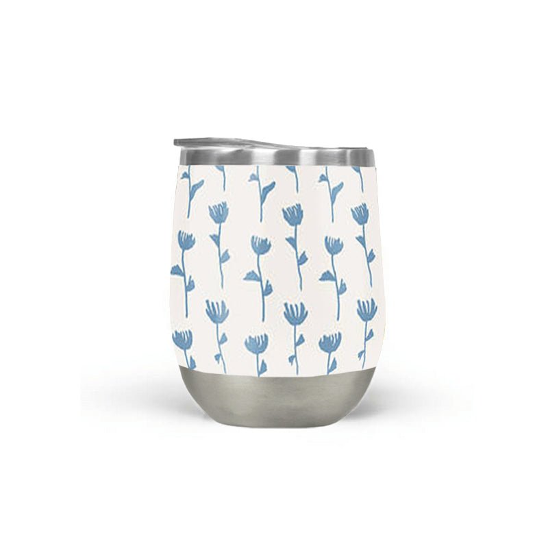 Light Blue Flower Wine Tumbler - Your One Stop Shop