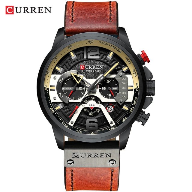 Military Leather Chronograph Wristwatch - Your One Stop Shop