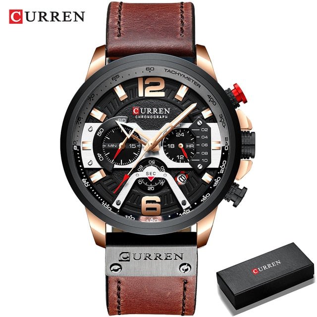 Military Leather Chronograph Wristwatch - Your One Stop Shop