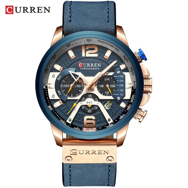 Military Leather Chronograph Wristwatch - Your One Stop Shop