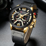 Military Leather Chronograph Wristwatch - Your One Stop Shop