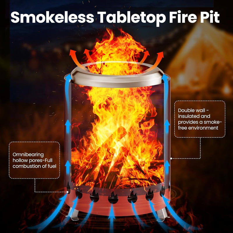 Portable Outdoor Fire Pit with Stand, Low Smoke Burning Tabletop Fire Pit Fuel - Your One Stop Shop