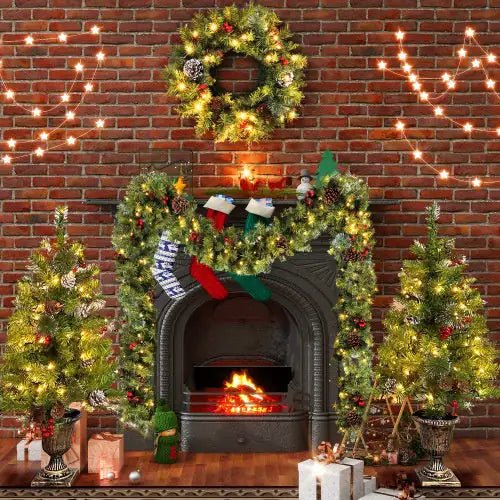 Pre - lit Christmas Tree Artificial Christmas 4 - piece Set - Your One Stop Shop