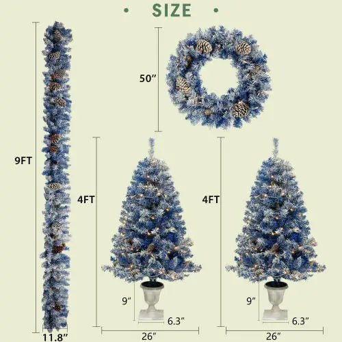 Pre - lit Christmas Tree Artificial Christmas 4 - piece Set - Your One Stop Shop