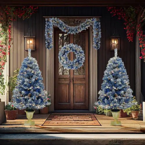 Pre - lit Christmas Tree Artificial Christmas 4 - piece Set - Your One Stop Shop
