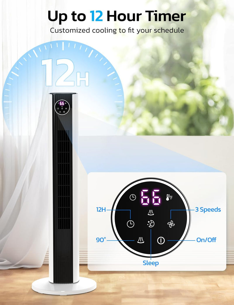 Tower Fan for Bedroom, 90° Oscillating Fan - Your One Stop Shop