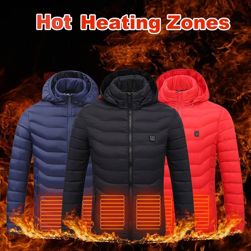 Winter Heated Jacket USB Electric Cotton Coat Zip - up Heater Thermal Clothing Heating Vest For Men - Your One Stop Shop